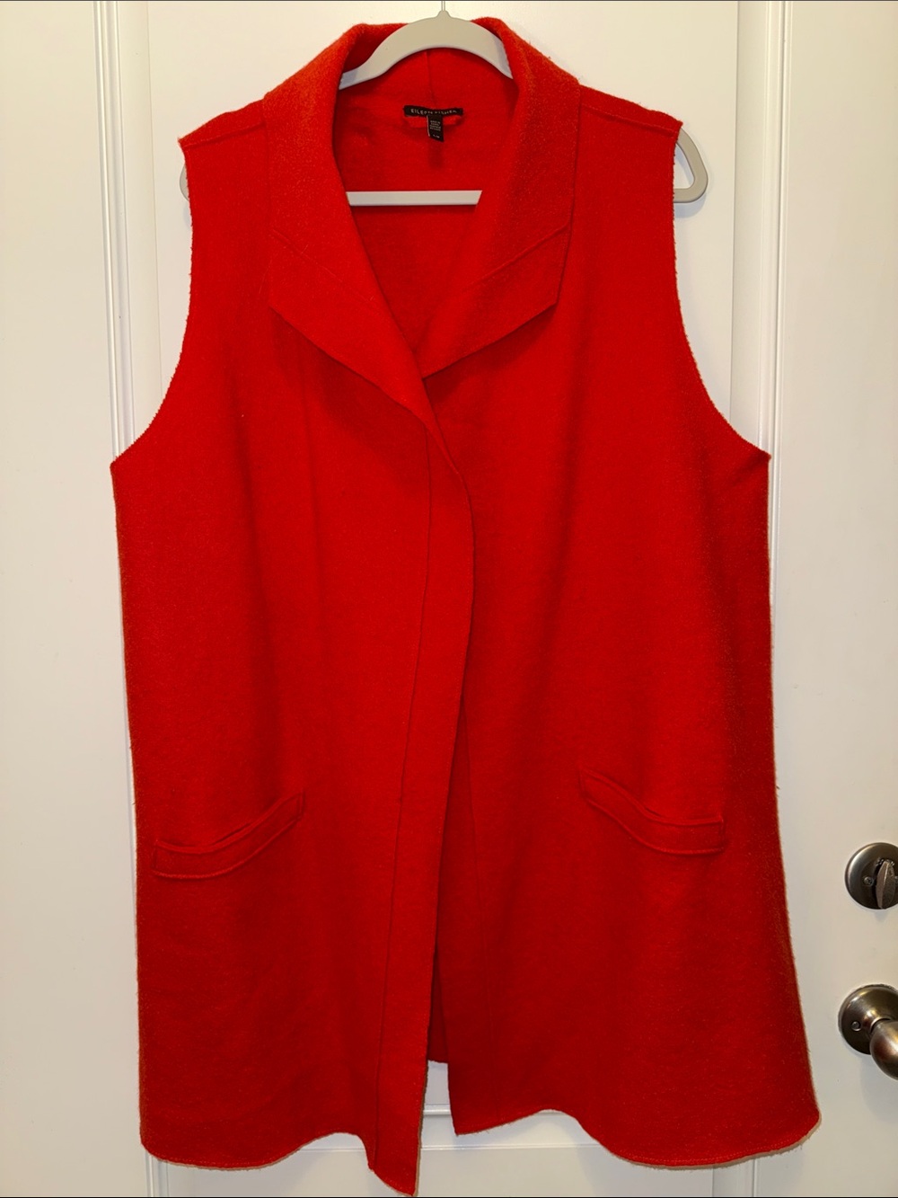Eileen Fisher size Large Bright Red Sleeveless Wool Vest